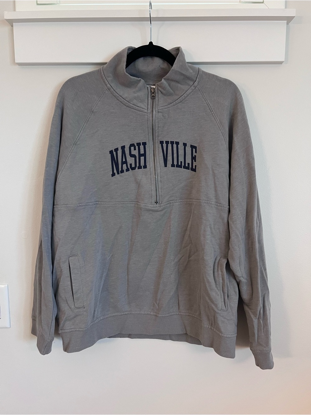 Camp David Grey Nashville Quarter Zip SZ L